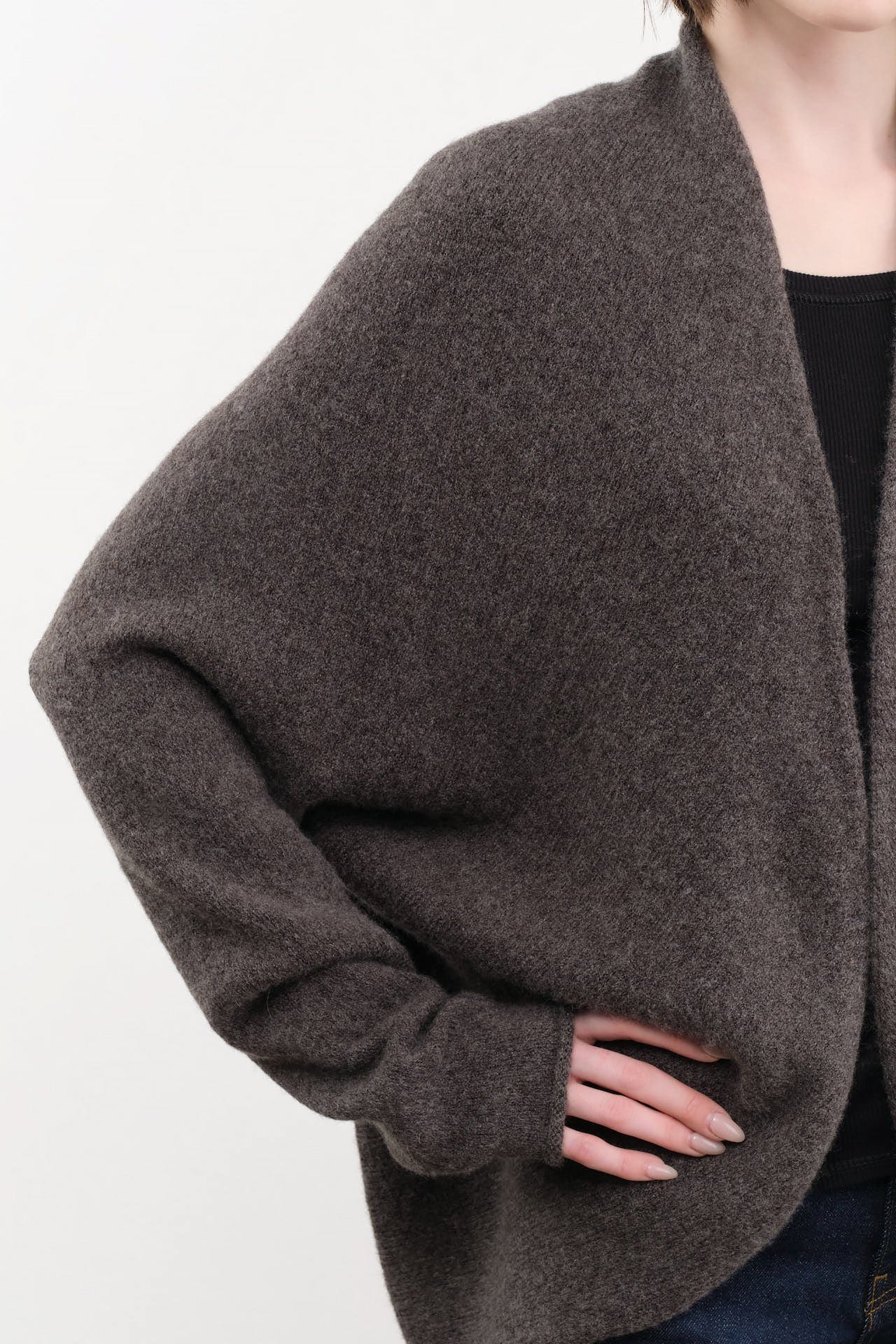 Lauren Manoogian Apparel Womens Sweaters Soft Horizontal Cardigan in Blackened Blackened / One Size