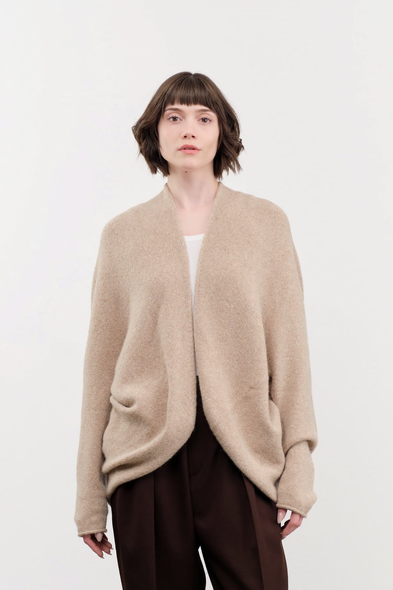 Lauren Manoogian Apparel Womens Sweaters Soft Horizontal Cardigan in Oak Oak / One Size