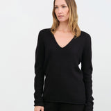 Lauren Manoogian Apparel Womens Sweaters Soft V Neck in Black