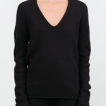 Lauren Manoogian Apparel Womens Sweaters Soft V Neck in Black