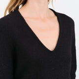 Lauren Manoogian Apparel Womens Sweaters Soft V Neck in Black