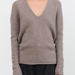 Lauren Manoogian Apparel Womens Sweaters Soft V Neck in Grey Melange