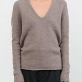 Lauren Manoogian Apparel Womens Sweaters Soft V Neck in Grey Melange