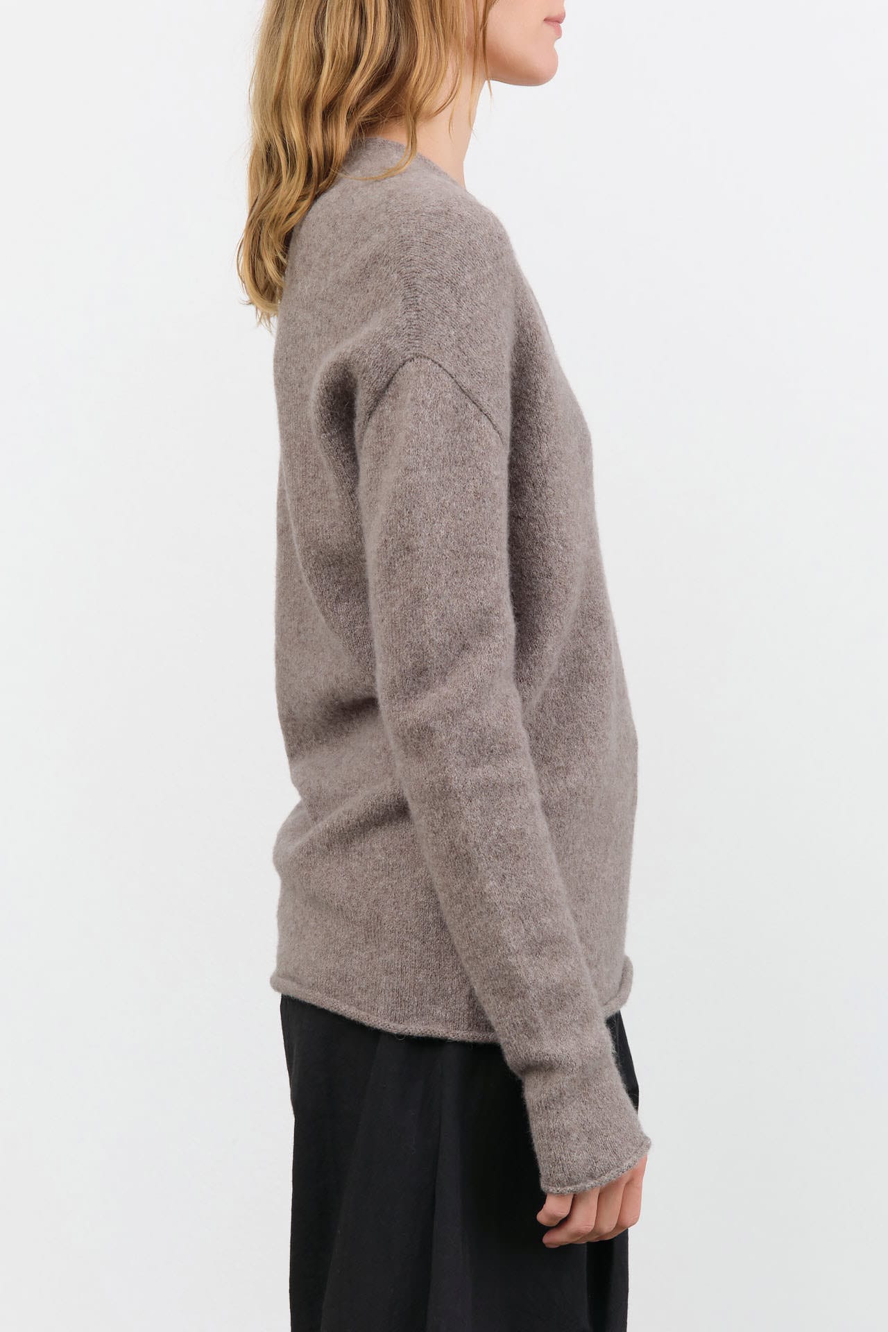 Lauren Manoogian Apparel Womens Sweaters Soft V Neck in Grey Melange