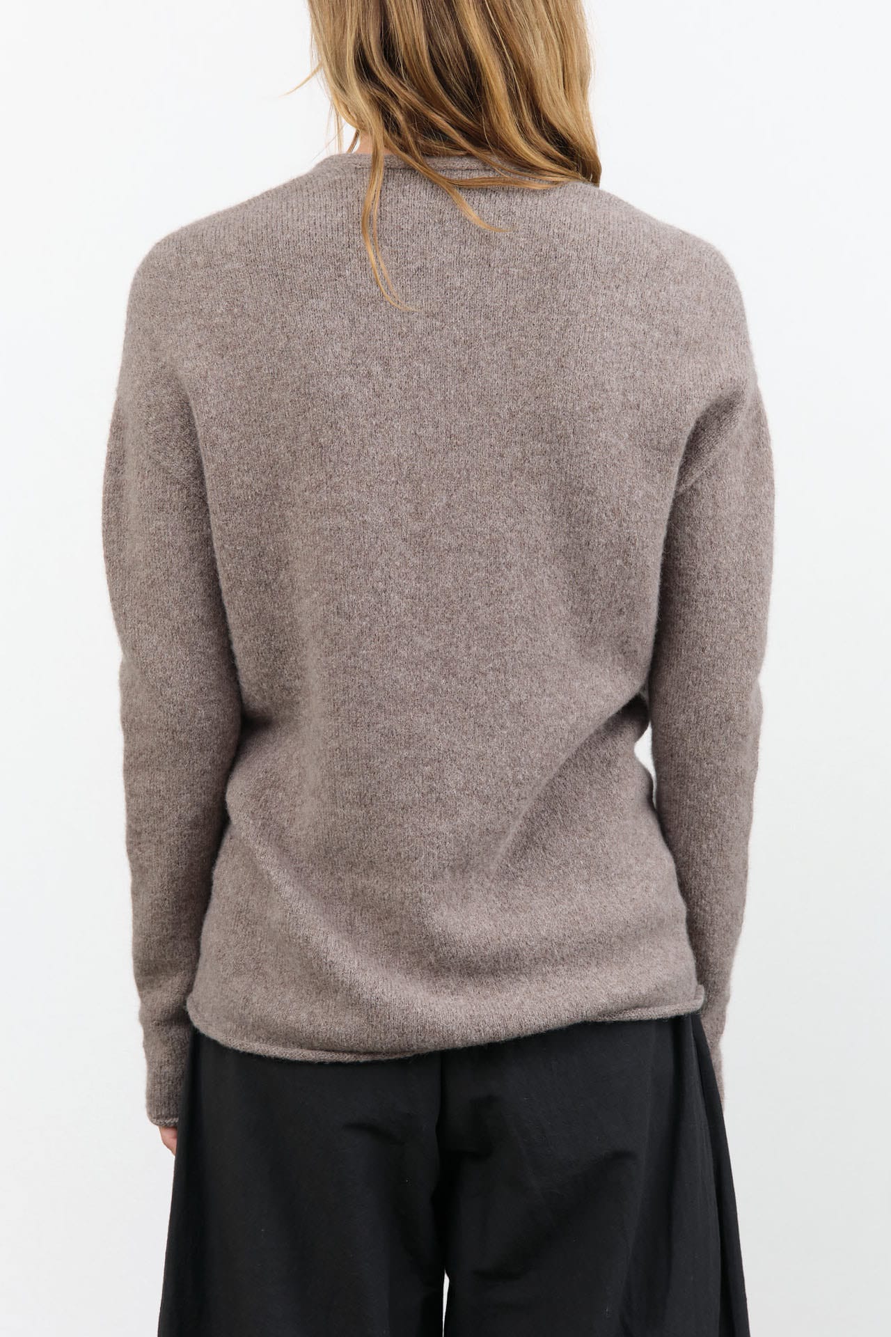 Lauren Manoogian Apparel Womens Sweaters Soft V Neck in Grey Melange