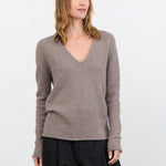 Lauren Manoogian Apparel Womens Sweaters Soft V Neck in Grey Melange