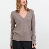 Lauren Manoogian Apparel Womens Sweaters Soft V Neck in Grey Melange