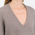 Lauren Manoogian Apparel Womens Sweaters Soft V Neck in Grey Melange