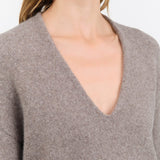 Lauren Manoogian Apparel Womens Sweaters Soft V Neck in Grey Melange