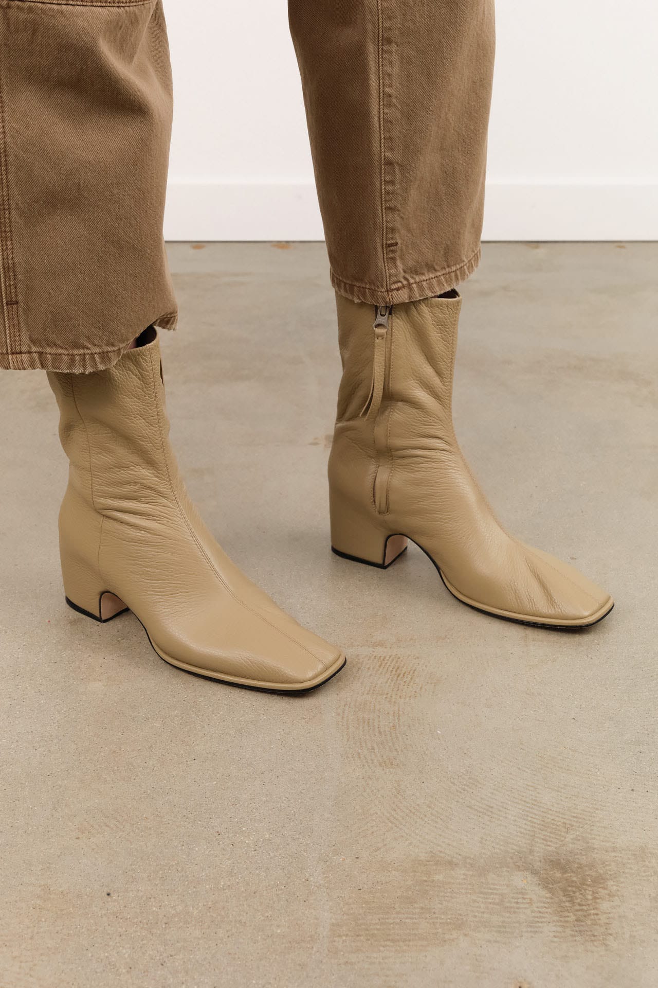 Lauren Manoogian Accessories Womens Shoes Square Arch Boot in Beige