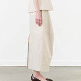 Lauren Manoogian Designer Brand High Waisted Structure Maxi Skirt in Natural Tan White