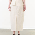 Natural Tan White High Waisted Structure Maxi Skirt by Lauren Manoogian Designer Brand 