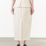 Natural Tan White High Waisted Structure Maxi Skirt by Lauren Manoogian Designer Brand 