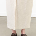 High Waisted Structure Maxi Skirt in Natural Tan White by Lauren Manoogian Designer Brand 