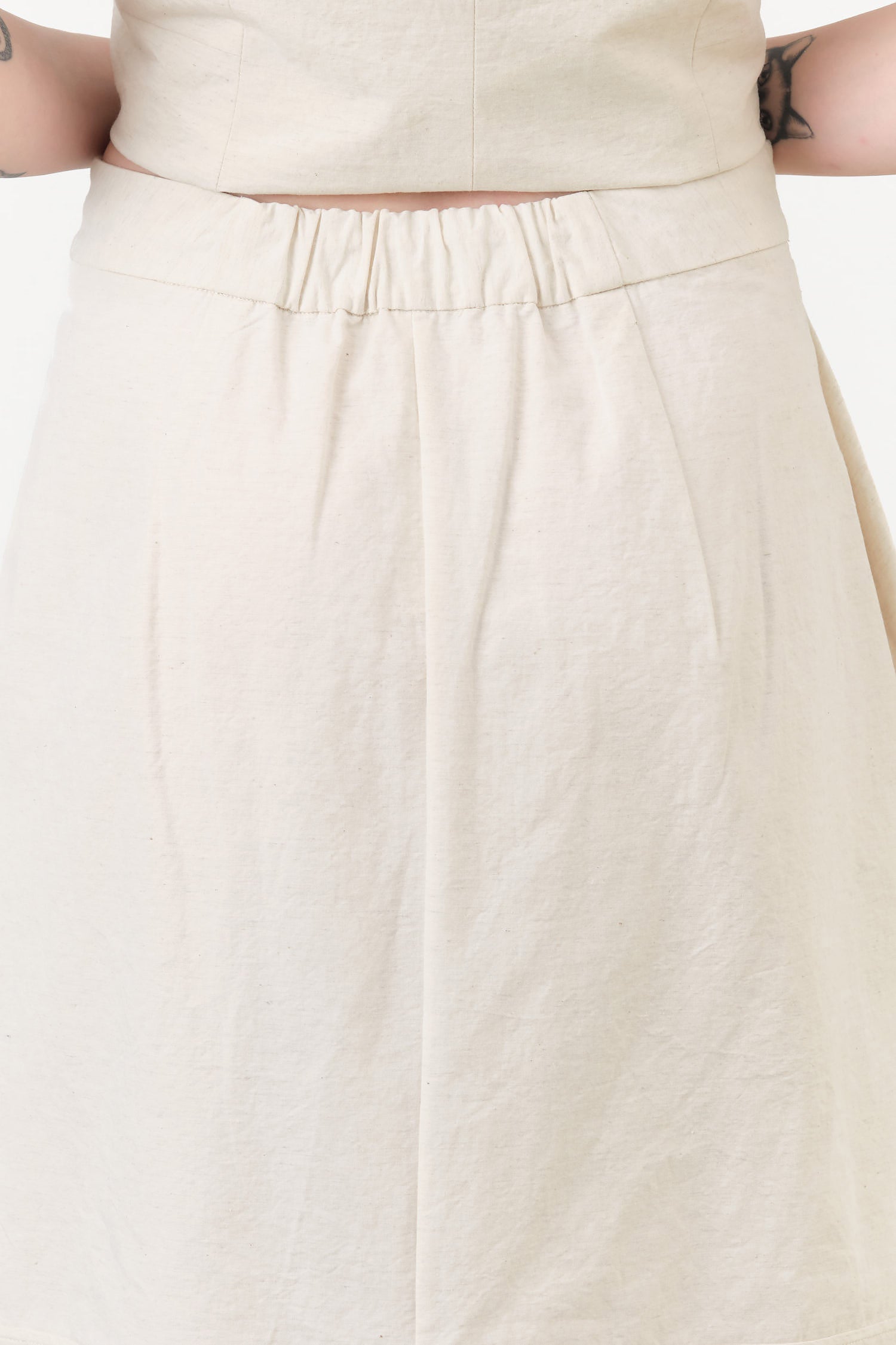 Lauren Manoogian Designer Brand  Natural Tan White High Waisted Structure Maxi Skirt