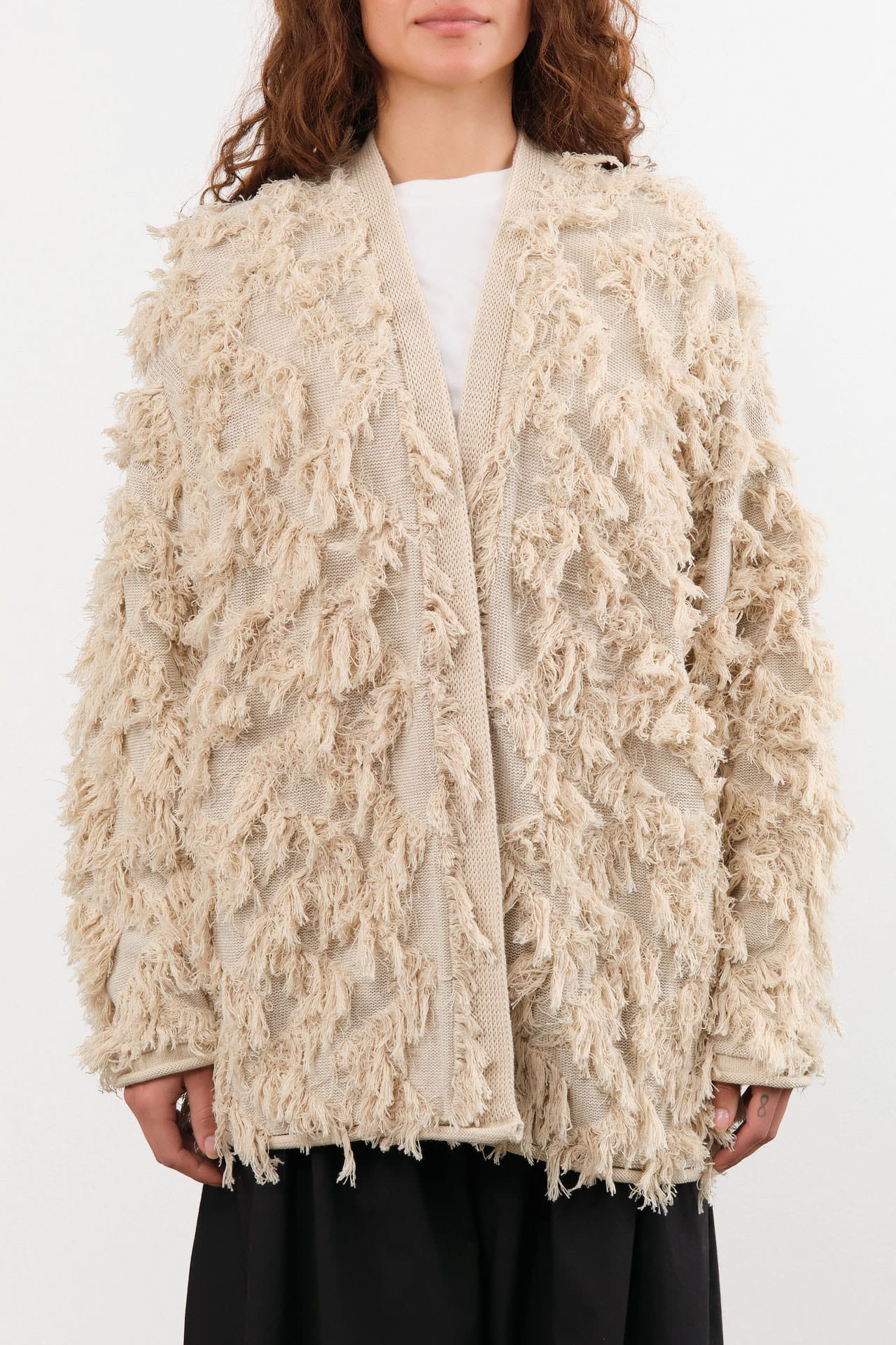 Lauren Manoogian Apparel Womens Sweaters Tufted Cardigan Flax / One Size