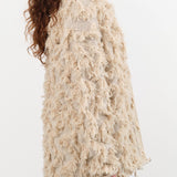 Lauren Manoogian Apparel Womens Sweaters Tufted Cardigan Flax / One Size
