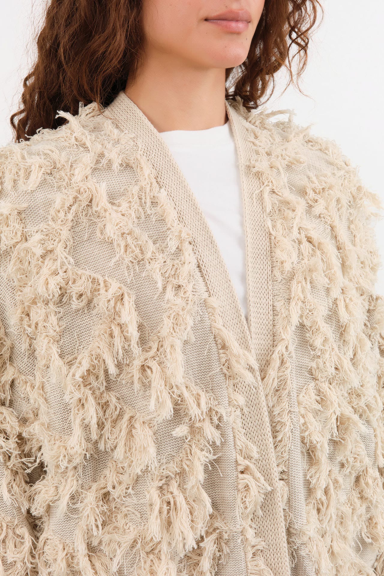 Lauren Manoogian Apparel Womens Sweaters Tufted Cardigan Flax / One Size