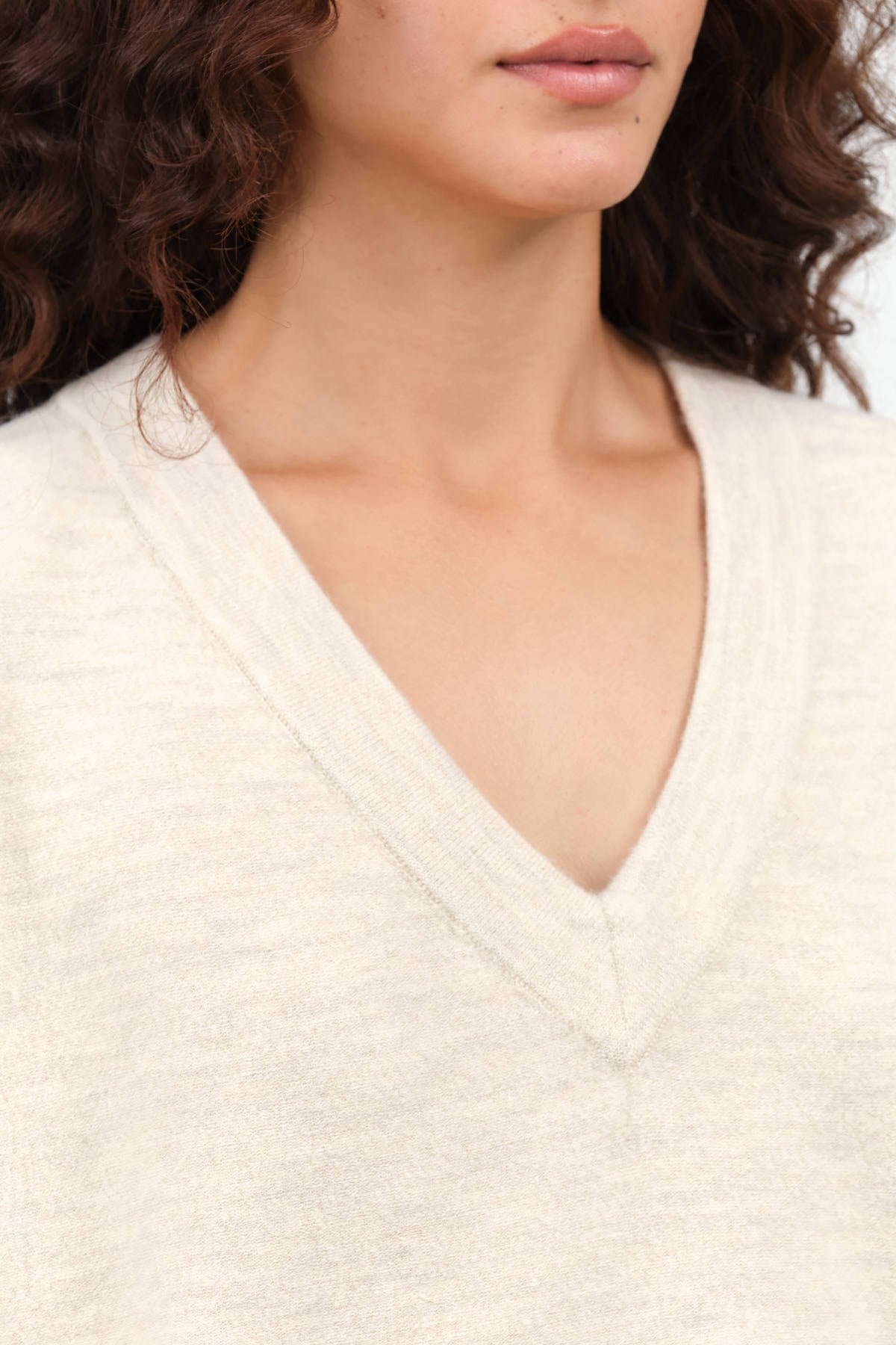 Ecru Wide V Neck by Lauren Manoogian