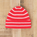 Le Bonnet Cashmere Beanie in Crimson Red Stripe 