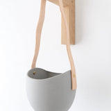 Light + Ladder Home Planters Leather Spora Planter in Stone Stone / 7" L X 5.75" W X 6.75" H