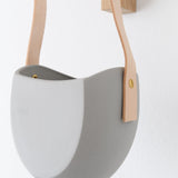 Light + Ladder Home Planters Leather Spora Planter in Stone Stone / 7" L X 5.75" W X 6.75" H