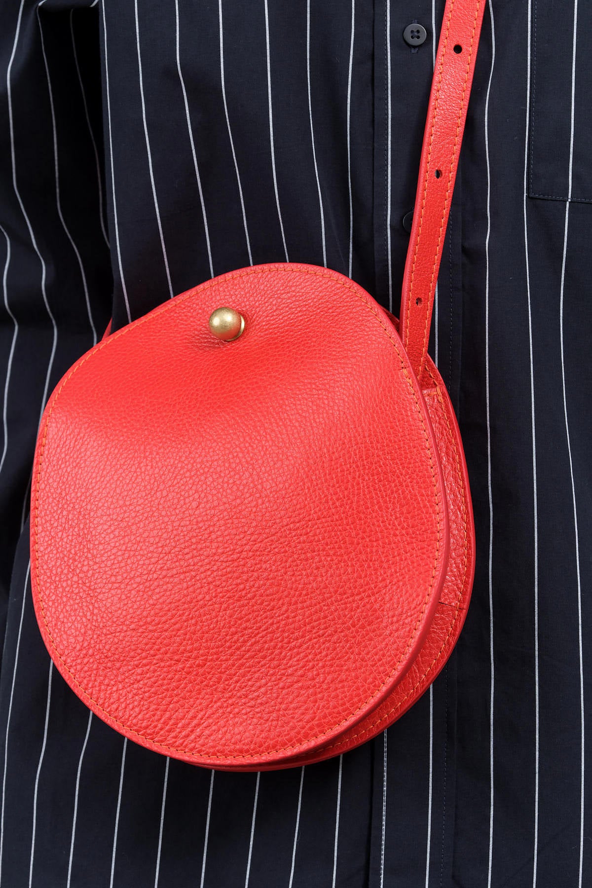 Lindquist Eggi Bag in Red with Inside Zipper Pocket and Brass Clasp 