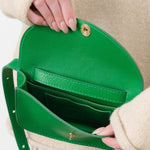 Faba Crossbody Leather Bag in Grass Green by Lindquist Designer Brand 