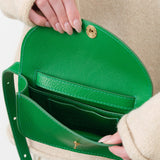 Faba Crossbody Leather Bag in Grass Green by Lindquist Designer Brand 