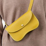 Chartreuse Yellow Crossbody Shoulder Faba Bag with Snap Flap Closure by Lindquist Leather Designer