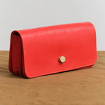 Lindquist Red Leather Hanne Accordion Wallet with Brass Detail 