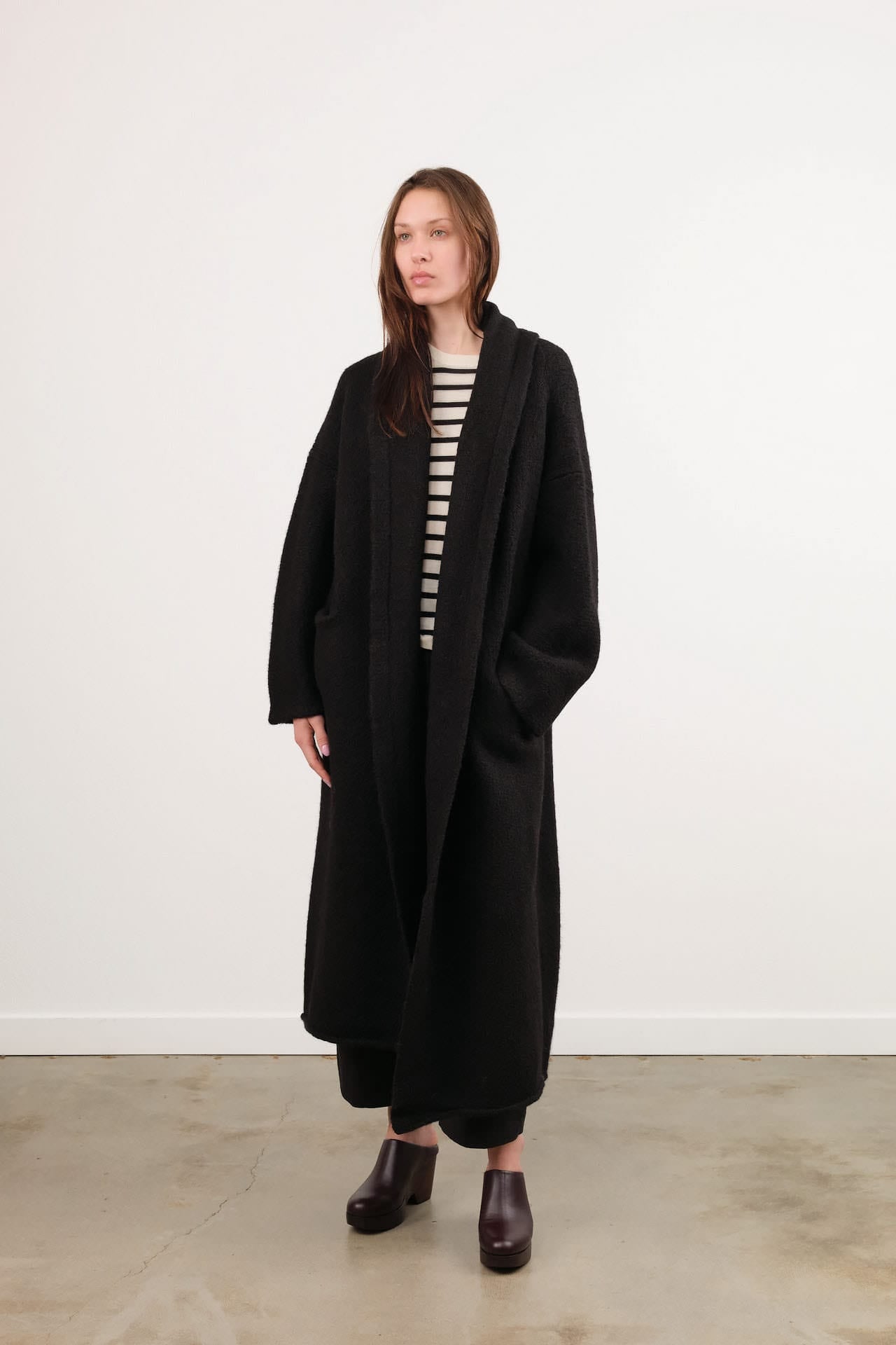 Lauren Manoogian Apparel Womens Sweaters Long Shawl Cardigan in Black