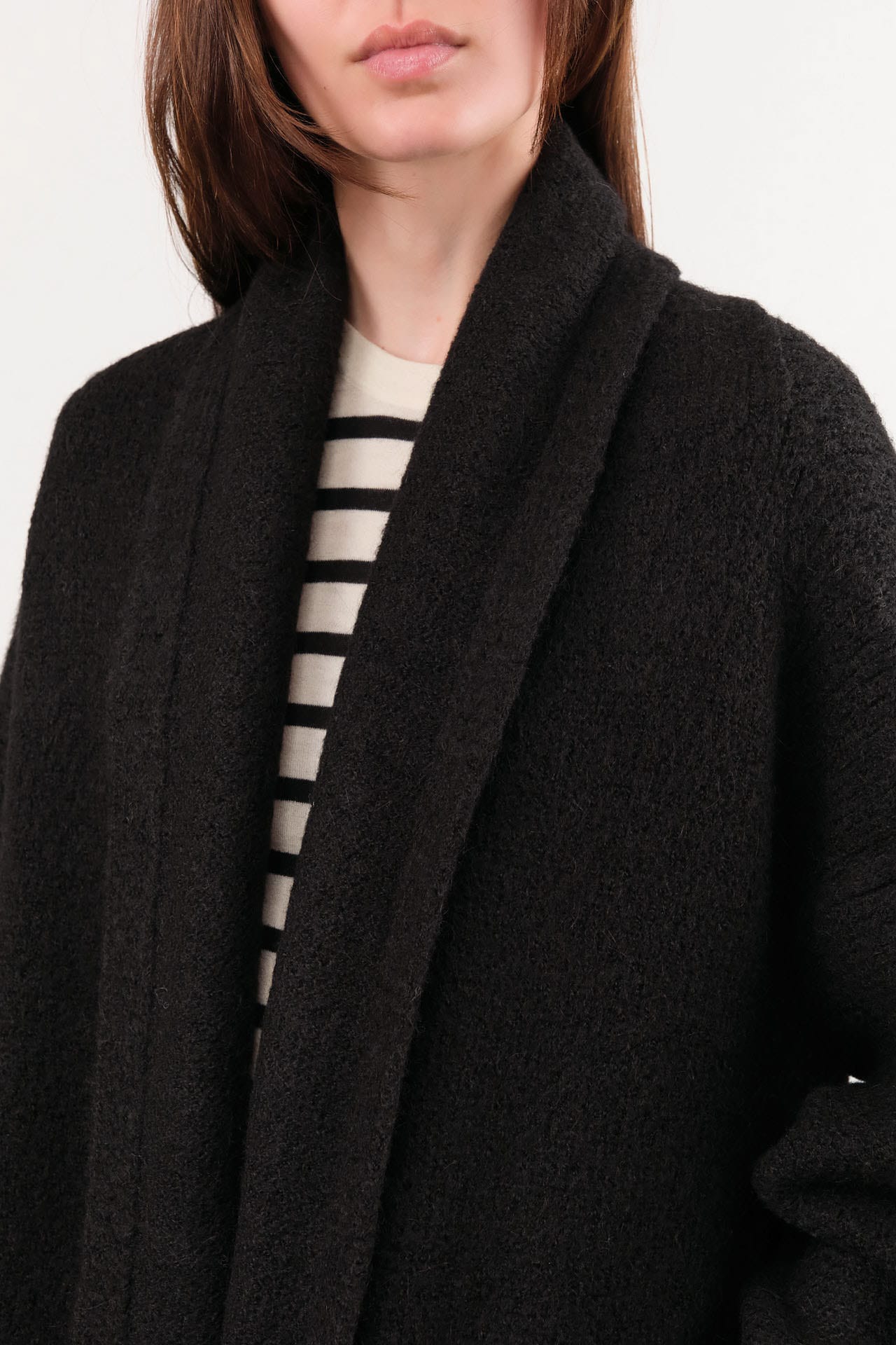 Lauren Manoogian Apparel Womens Sweaters Long Shawl Cardigan in Black
