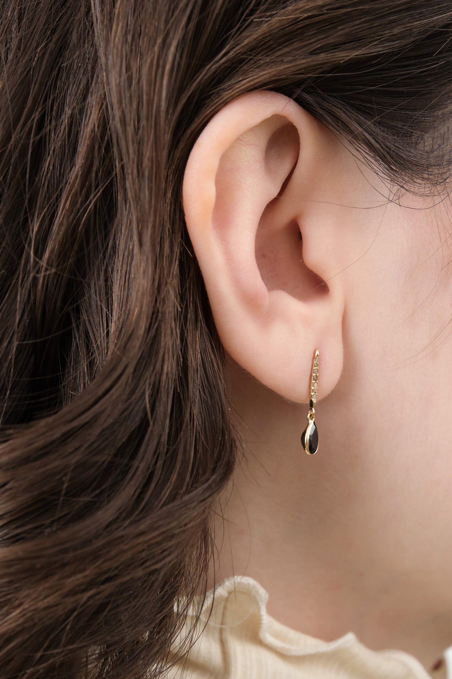 Deco Spear Teardrop Stud by Loren Stewart in Black Diamond 