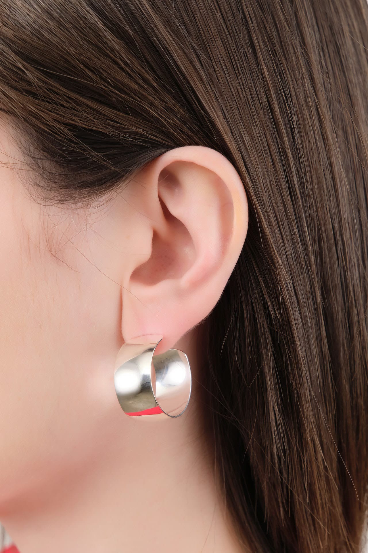 Loren Stewart Jewelry Earrings Midi Dome Hoops Sterling Silver Vermeil / Pair