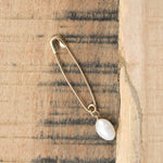 14K Gold Pearl Safety Pin Brooch by Loren Stewart