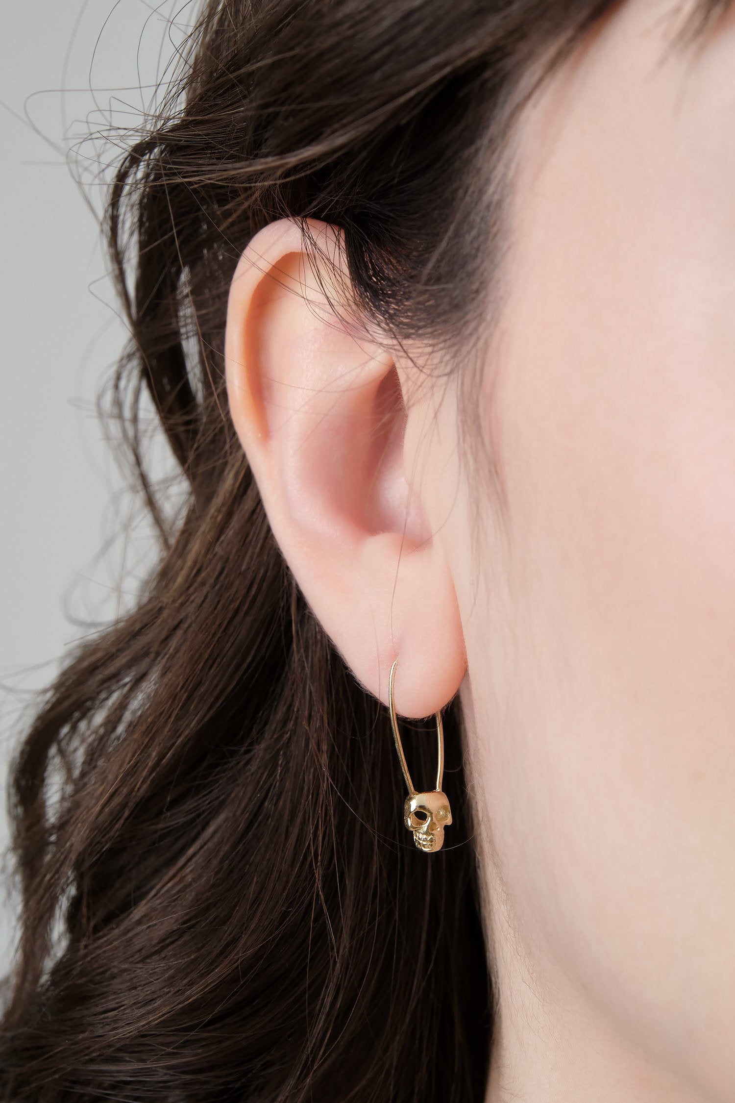 Loren Stewart Skull Safety Pin in 14K Gold