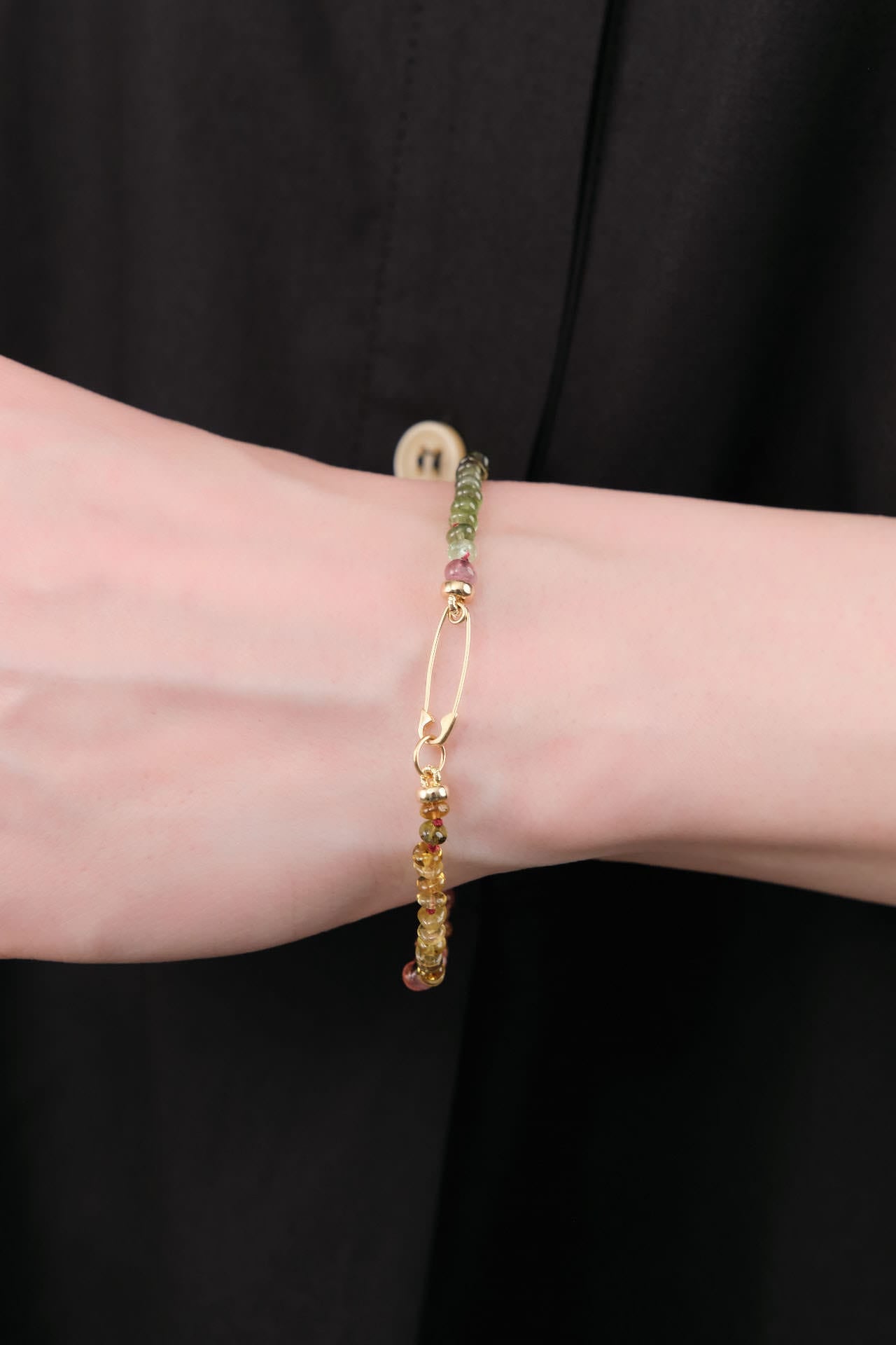 Loren Stewart Jewelry Bracelets Tourmaline Safety Pin Bracelet Tourmaline / 7" Chain