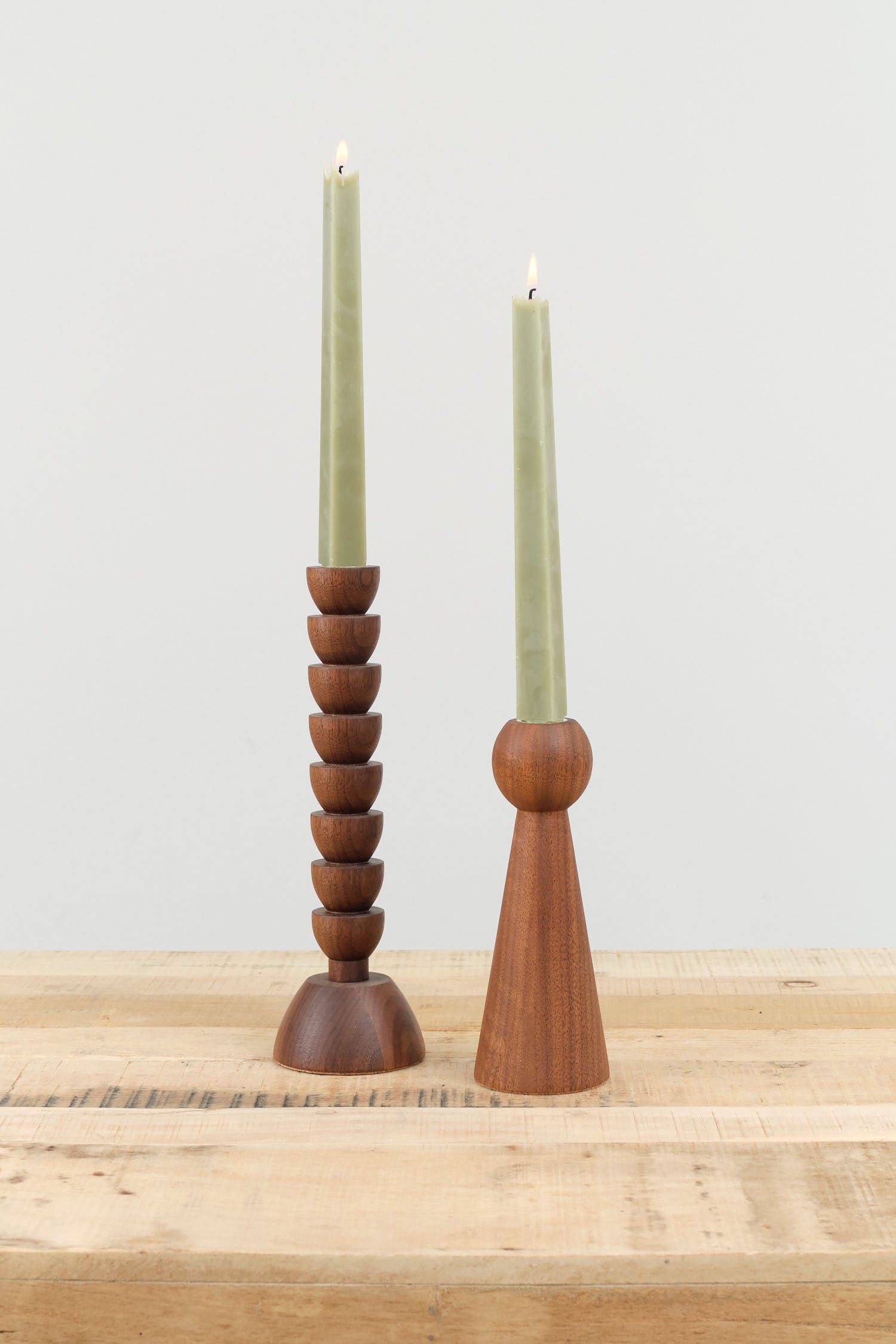 Lostine Albert Candle Holder in Walnut