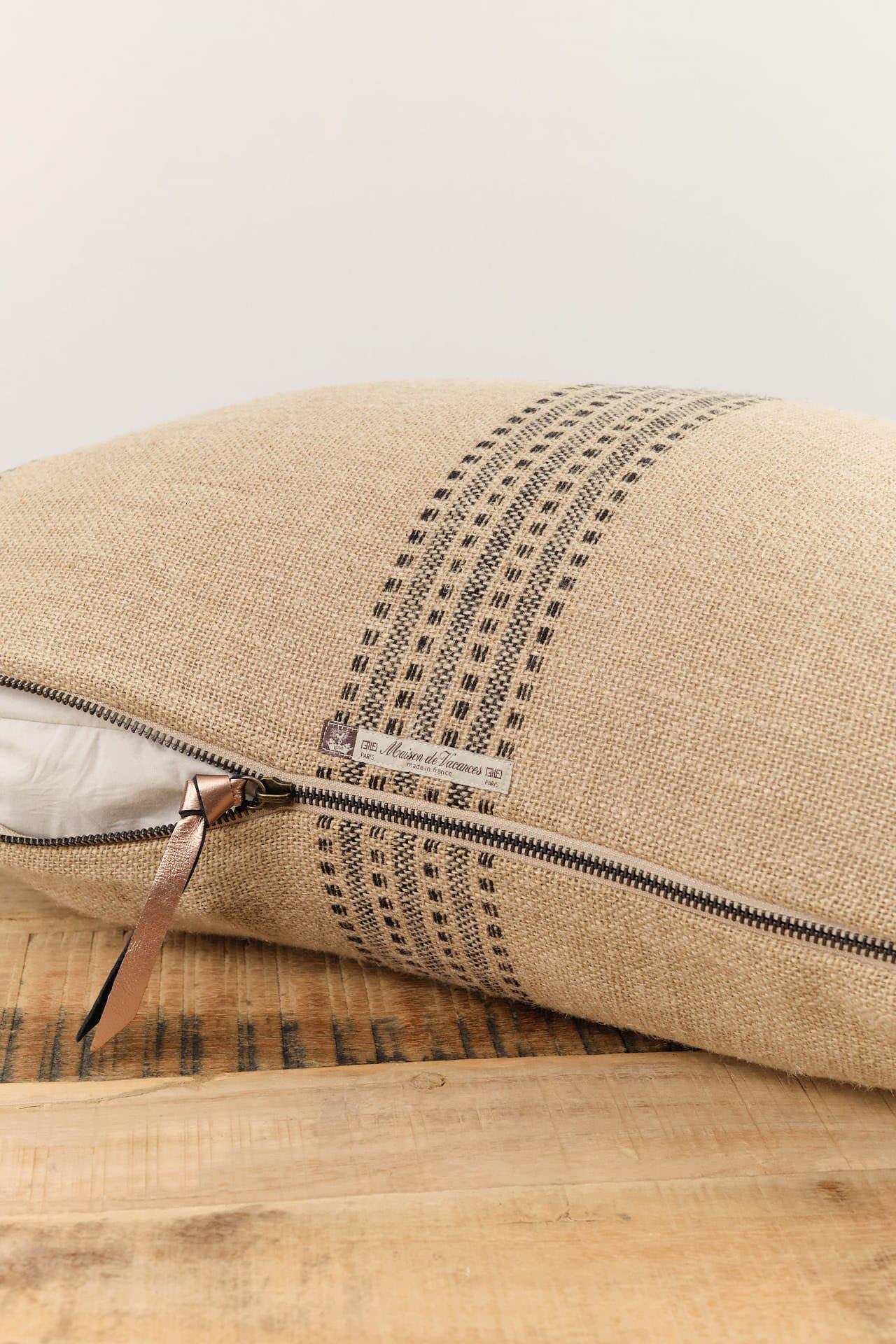 Maison De Vacances Home Pillows 16" X 24" Berbere Canvas Rustique Cushion Naturel/Noir / 16" X 24"