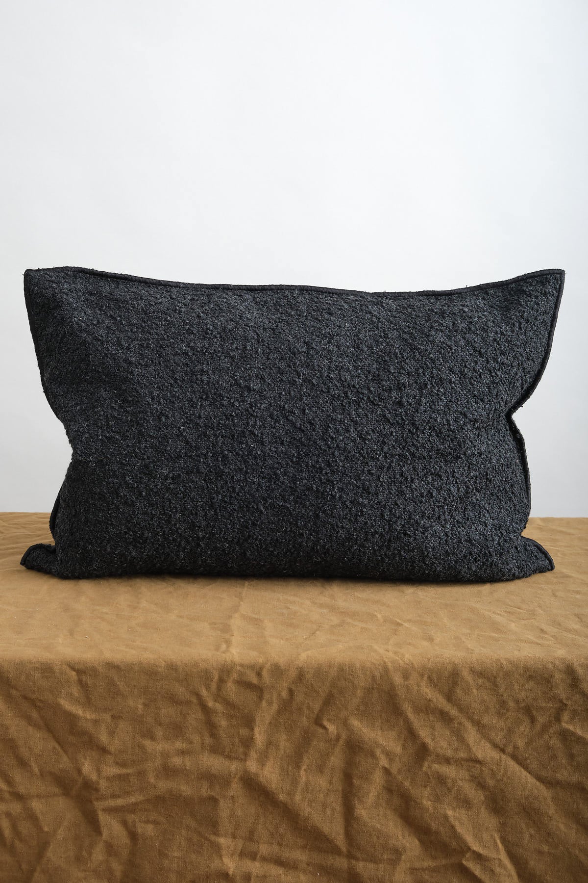 Maison De Vacances 16 x 24 inch Canvas Wooly Pillow in Charbon Black