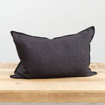Maison De Vacances Home Pillows 16" X 24" Crumpled Washed Linen Vice Versa Cushion in Charbon Charbon/Anthracite / 16" X 24"