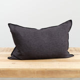 Maison De Vacances Home Pillows 16" X 24" Crumpled Washed Linen Vice Versa Cushion in Charbon Charbon/Anthracite / 16" X 24"