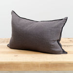 Maison De Vacances Home Pillows 16" X 24" Crumpled Washed Linen Vice Versa Cushion in Charbon Charbon/Anthracite / 16" X 24"