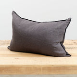 Maison De Vacances Home Pillows 16" X 24" Crumpled Washed Linen Vice Versa Cushion in Charbon Charbon/Anthracite / 16" X 24"