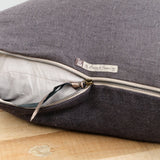 Maison De Vacances Home Pillows 16" X 24" Crumpled Washed Linen Vice Versa Cushion in Charbon Charbon/Anthracite / 16" X 24"