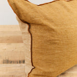 Maison De Vacances Home Pillows 16" X 24" Crumpled Washed Linen Vice Versa Cushion in Havane Havane/Givre / 16" X 24"