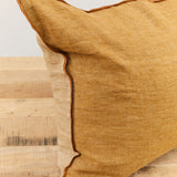 Maison De Vacances Home Pillows 16" X 24" Crumpled Washed Linen Vice Versa Cushion in Havane Havane/Givre / 16" X 24"