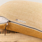 Maison De Vacances Home Pillows 16" X 24" Crumpled Washed Linen Vice Versa Cushion in Havane Havane/Givre / 16" X 24"