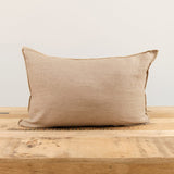 Maison De Vacances Home Pillows 16" X 24" Crumpled Washed Linen Vice Versa Cushion in Taupe Taupe/Ciment / 16" X 24"